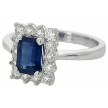 Afbeelding in Gallery-weergave laden, 2 karaats smaragdgroene Ceylon saffier en Natuurlijke echte diamanten ( niet in een laboratorium gekweekt ) ring wit goud 14K
