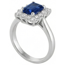 Afbeelding in Gallery-weergave laden, 2 karaats smaragdgroene Ceylon saffier en Natuurlijke echte diamanten ( niet in een laboratorium gekweekt ) ring wit goud 14K
