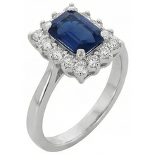 Afbeelding in Gallery-weergave laden, 2 karaats smaragdgroene Ceylon saffier en Natuurlijke echte diamanten ( niet in een laboratorium gekweekt ) ring wit goud 14K
