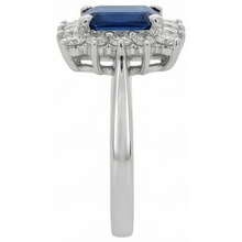 Afbeelding in Gallery-weergave laden, 2 karaats smaragdgroene Ceylon saffier en Natuurlijke echte diamanten ( niet in een laboratorium gekweekt ) ring wit goud 14K
