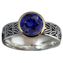 Afbeelding in Gallery-weergave laden, 2 karaats solitaire ring rond Tanzanite AAA antieke stijl sieraden
