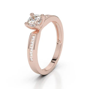 2.10 Ct Solitaire Met Accent Echt Diamanten Verlovingsring Rose Goud