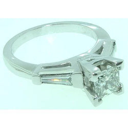 2.11 Ct Princess Baguettes Echt Diamond Three Stone Ring Witgoud