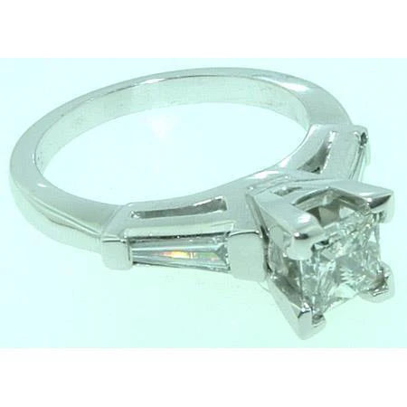 2.11 Ct Princess Baguettes Echt Diamond Three Stone Ring Witgoud