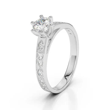 2.15 Karaat Ronde Geslepen Echt Diamanten Geaccentueerde Ring Wit Goud 14K Nieuw