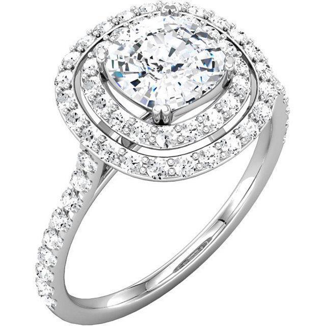 2.16 Karaat Sprankelend Kussen Ronde Echt Diamanten Trouwring Halo