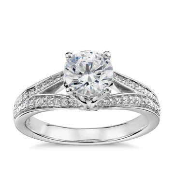 2.20 Ct Solitaire Met Accent Echt Diamanten Trouwring Goud 14K