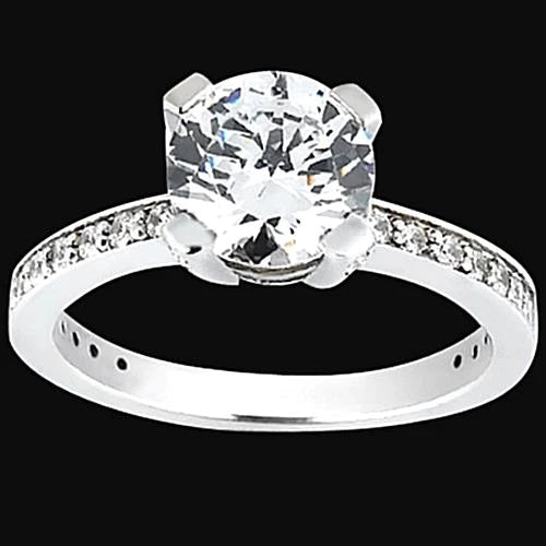 2.25 Karaat Ronde Echt Diamanten Verlovingsring Met Accenten