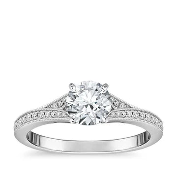 2.30 Ct Rond Geslepen Solitaire Met Accent Echt Diamanten Ring Wit Goud 14K