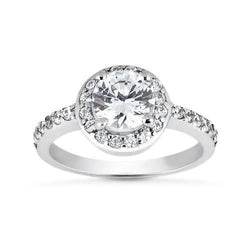 2.30 Ct Solitaire Met Accenten Halo Ring Ronde Echt Diamanten