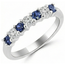 Afbeelding in Gallery-weergave laden, echte round saffier 2.45karaat eternity ring profielweergave
