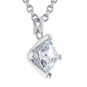 2.50 Ct Princess Cut Solitaire Echt Diamanten Hanger Ketting Wit Goud