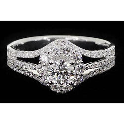 2.50 Karaat Echt Diamant jubileum Ring Gespleten Schacht Halo Setting Sieraden