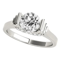 2.75 Karaat Verlovingsring Oude Mijnwerker Echt Diamanten Bar Set Gouden Sieraden