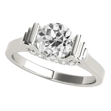 2.75 Karaat Verlovingsring Oude Mijnwerker Echt Diamanten Bar Set Gouden Sieraden