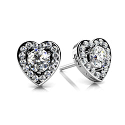 2.90 Ct Prachtige Ronde Geslepen Echt Diamanten Hartvormige Oorbel Halo Studs