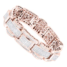 Afbeelding in Gallery-weergave laden, 20 Karaat Pave Set Prinses Geslepen Echt Diamanten Heren Armband Wit Goud 14K
