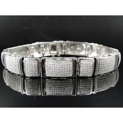 20 Karaat Princess Slijpvorm Natuurlijk uit de aarde gewonnen Diamanten Herenarmband Witgoud 14K