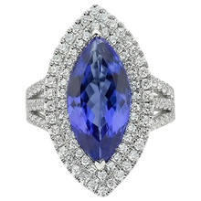 Afbeelding in Gallery-weergave laden, 21.25 Karaat Solitaire Met Accent Tanzaniet Met Natuurlijke uit de aarde gewonnen Diamanten Ring Goud 14K
