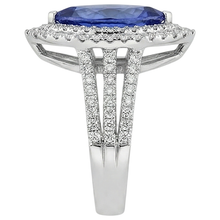 Afbeelding in Gallery-weergave laden, 21.25 Karaat Solitaire Met Accent Tanzaniet Met Natuurlijke uit de aarde gewonnen Diamanten Ring Goud 14K
