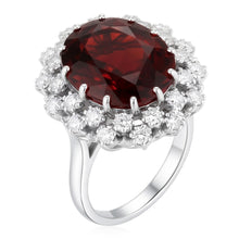 Afbeelding in Gallery-weergave laden, 21,75 ct. Hessoniet granaat en Natuurlijke echte diamanten ( niet in een laboratorium gekweekt ) trouwring 14K witgoud
