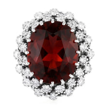 Afbeelding in Gallery-weergave laden, 21,75 ct. Hessoniet granaat en Natuurlijke echte diamanten ( niet in een laboratorium gekweekt ) trouwring 14K witgoud

