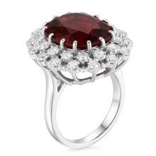 Afbeelding in Gallery-weergave laden, 21,75 ct. Hessoniet granaat en Natuurlijke echte diamanten ( niet in een laboratorium gekweekt ) trouwring 14K witgoud
