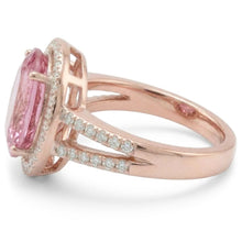 Afbeelding in Gallery-weergave laden, 25 Karaat Prong Gezet Kunziet En Natuurlijke uit de aarde gewonnen Diamanten Trouwring Roségoud 14K
