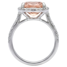 Afbeelding in Gallery-weergave laden, 25,25 karaat Morganite en Natuurlijke echte diamanten ( niet in een laboratorium gekweekt ) trouwring goud wit 14K
