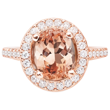 Afbeelding in Gallery-weergave laden, 26.50 ct ovale Morganite en Natuurlijke echte diamanten ( niet in een laboratorium gekweekt ) ring rosé goud 14k

