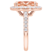 Afbeelding in Gallery-weergave laden, 26.50 ct ovale Morganite en Natuurlijke echte diamanten ( niet in een laboratorium gekweekt ) ring rosé goud 14k
