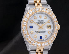 Afbeelding in Gallery-weergave laden, 69173 Rolex Datejust 26mm Diamanten Wijzerplaat met Blauwe Saffier Tweekleurig Horloge
