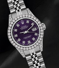 Afbeelding in Gallery-weergave laden, Rolex Datejust 26mm 6916 Paarse Diamanten Wijzerplaat Jubilee-armband Roestvrij Staal Horloge
