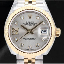 Afbeelding in Gallery-weergave laden, 279173 Prachtig Rolex dameshorloge met zilveren diamanten wijzerplaat, 18K goud
