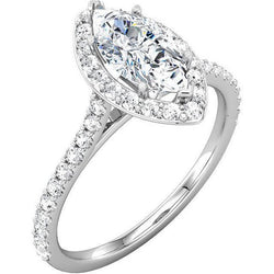 2 Ct. Halo Echt Diamant Marquise & Ronde Trouwring