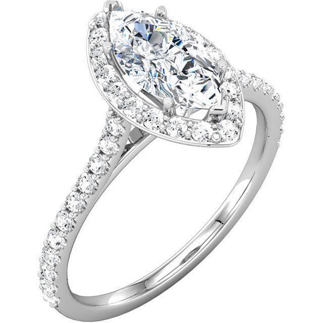 2 Ct. Halo Echt Diamant Marquise & Ronde Trouwring