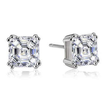 2 Ct Asscher Geslepen Echt Diamanten Stud Oorbel Paar Massief Witgouden Sieraden