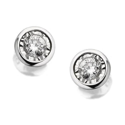 2 Ct Bezel Set Rond Geslepen Oorknopjes Echt Diamant Geslepen Montage Wit Goud