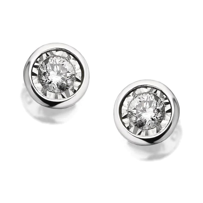 2 Ct Bezel Set Rond Geslepen Oorknopjes Echt Diamant Geslepen Montage Wit Goud