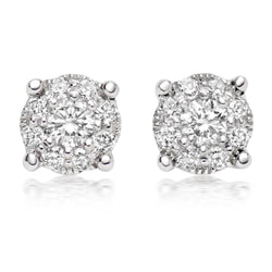 2 Ct Ronde Briljant Geslepen Oorknopjes Halo Echt Diamant Lady Earring