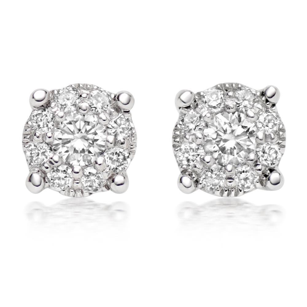 2 Ct Ronde Briljant Geslepen Oorknopjes Halo Echt Diamant Lady Earring