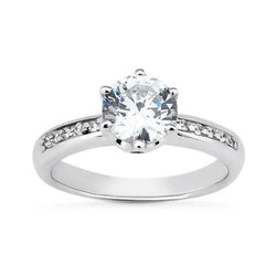 2 Ct Ronde Briljante Echt Diamanten Verlovingsring Met Accenten