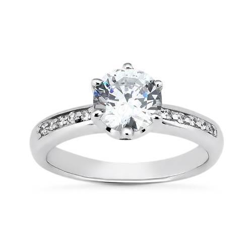 2 Ct Ronde Briljante Echt Diamanten Verlovingsring Met Accenten