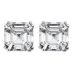 2 Karaat Asscher Geslepen Echt Diamanten Dames Oorknopjes Wit Goud 14K