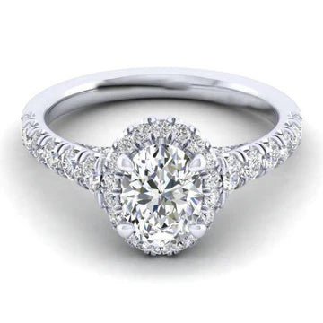2 Karaat Echt Diamanten Halo Trouwring Goud Wit