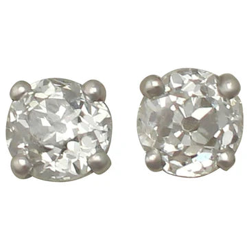 2 Karaat Oude Mijnwerker Geslepen Echt Diamanten Dames Oorbel Wit Goud 14K