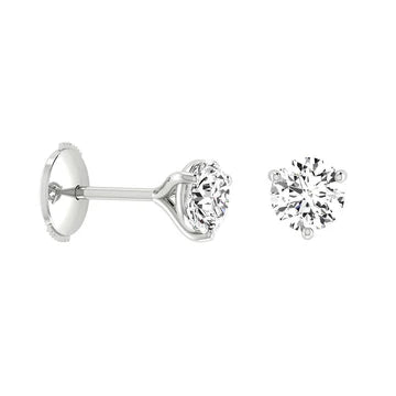 2 Karaat Prong Setting Studs Earring Round Cut Echt Diamond White Gold 14K