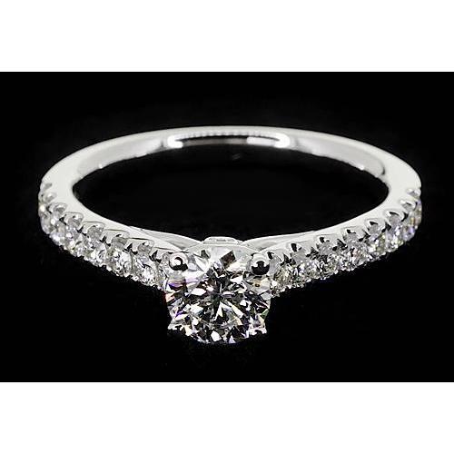 2 Karaat Ronde Echt Diamanten Verlovingsring Met Accenten