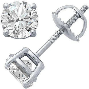 2 Karaat Ronde Geslepen Echt Diamanten Oorknopjes Lady 4 Prong Setting Sieraden