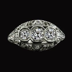 2 Karaat Ronde Oude Mijnwerker Echt Diamanten Jubileum Ring vVntage Stijl